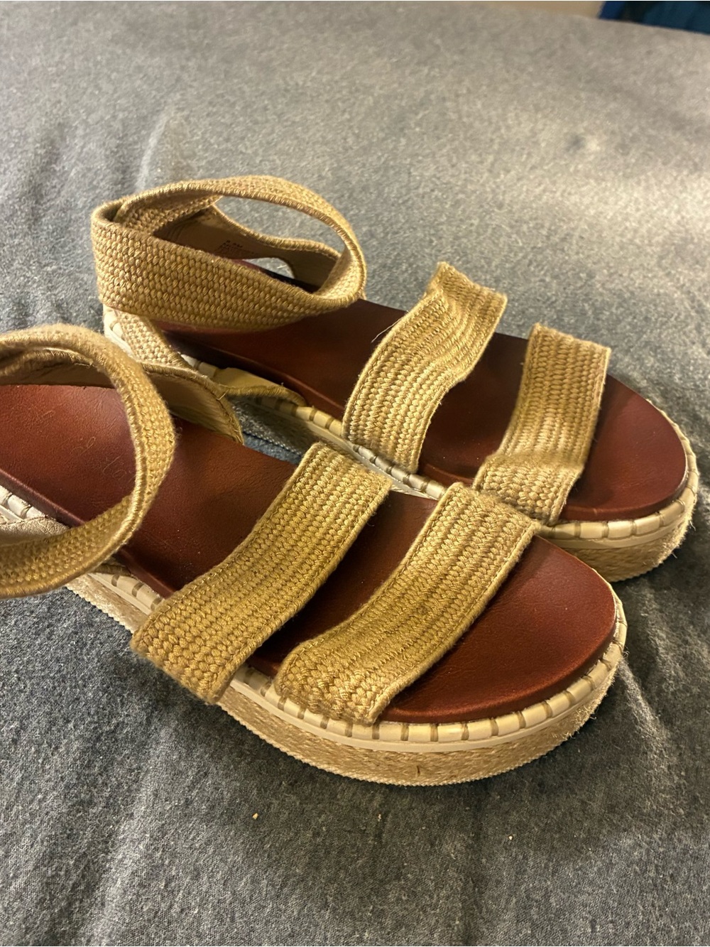 Altar'd State Tan Woven Strap Platform Sandals